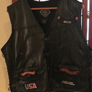Leather motorcycle vest